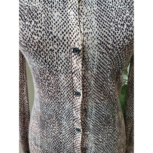 Loft Women Animal Print Beige & Black Ramie Long Sleeve Button Front Cardigan XS - Picture 4 of 12